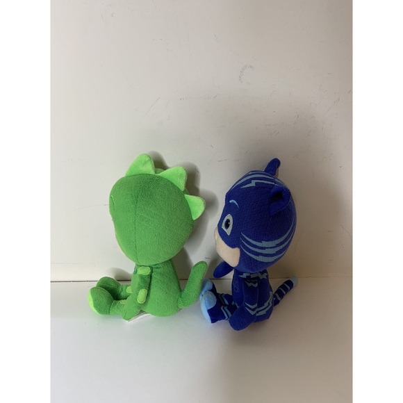 PJ Masks Catboy & Gekko Plush Bean Stuffed Toy 9" Tall Blue Green Metallic Logo - Picture 2 of 7